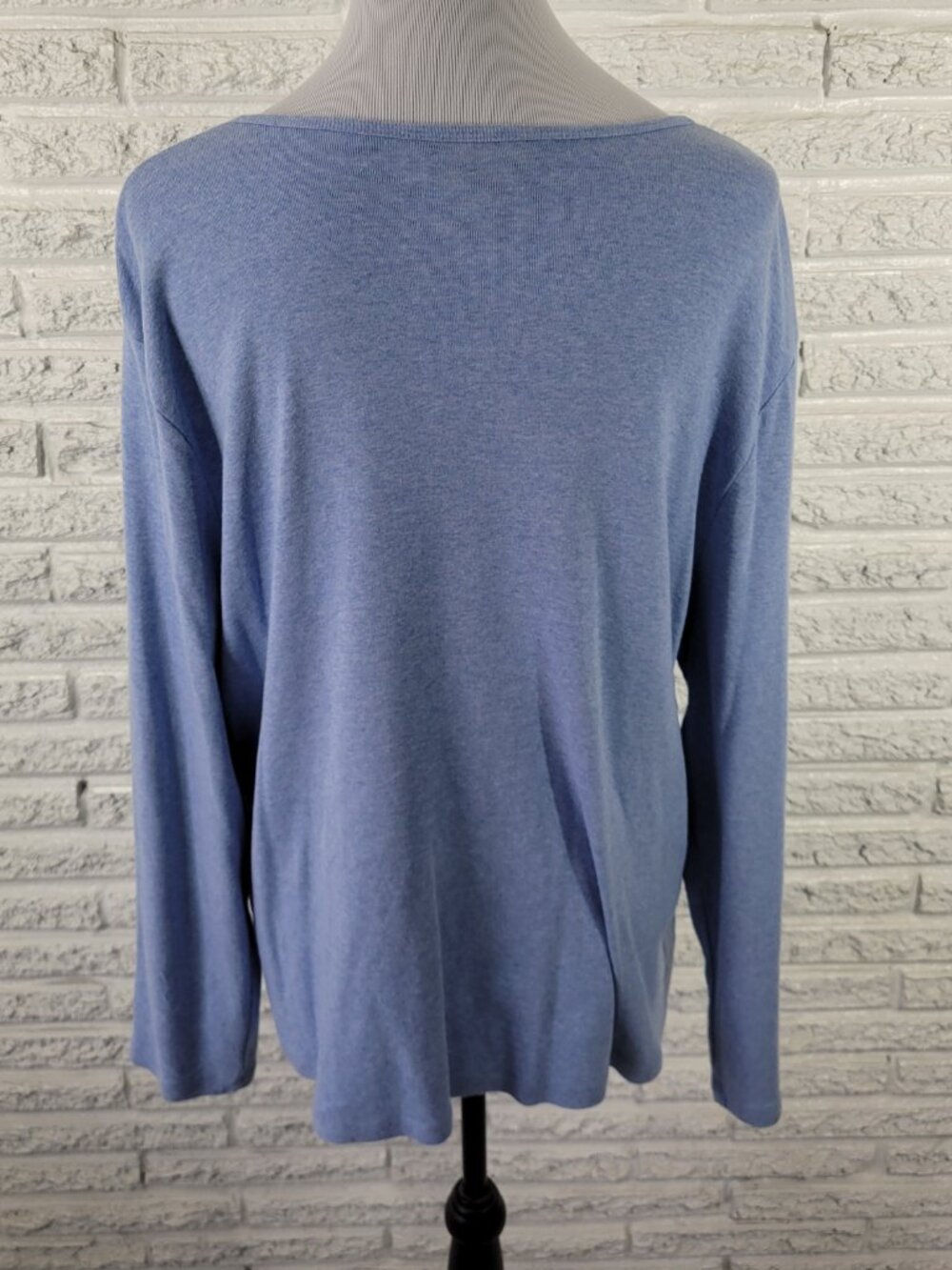 Style & Co Women's Blue Knit Top Size 2X V-Neck Long Sleeve Snap BLU120E - Picture 6 of 8